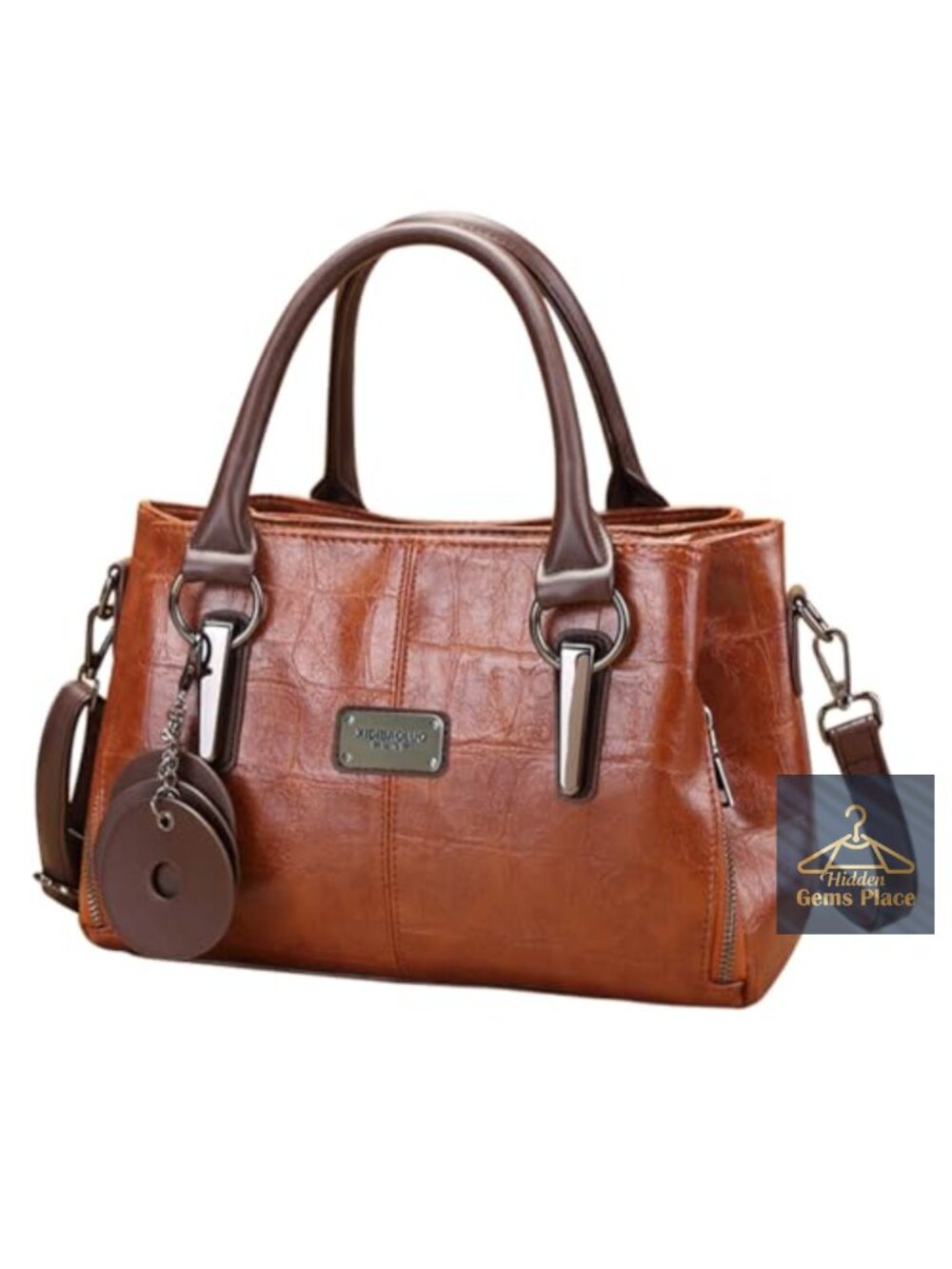 Waterproof PU Leather Satchel Handbag with Multiple Pockets